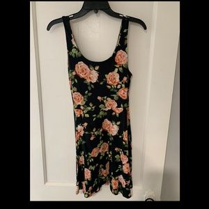 Black cotton dress with roses